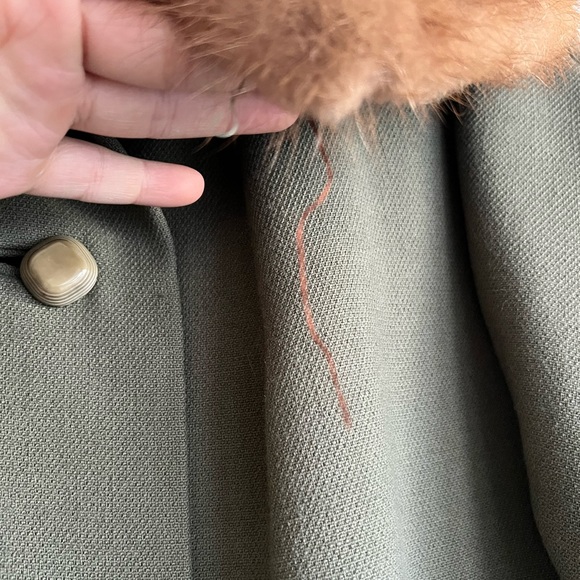 Vintage Jackie O green wool coat with fur collar - Picture 5 of 11